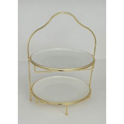 TWO LAYER WIRE CAKE STAND 27 CM GOLD