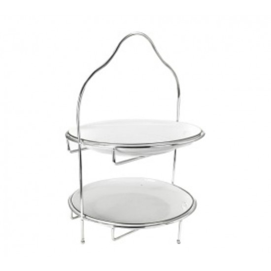 TWO LAYER WIRE CAKE STAND SILVER 27CM